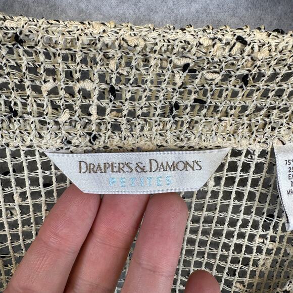 Draper's & Damon's Sweater Womens Size PL Cream Black Crochet Cardigan 2-Button - Picture 8 of 16